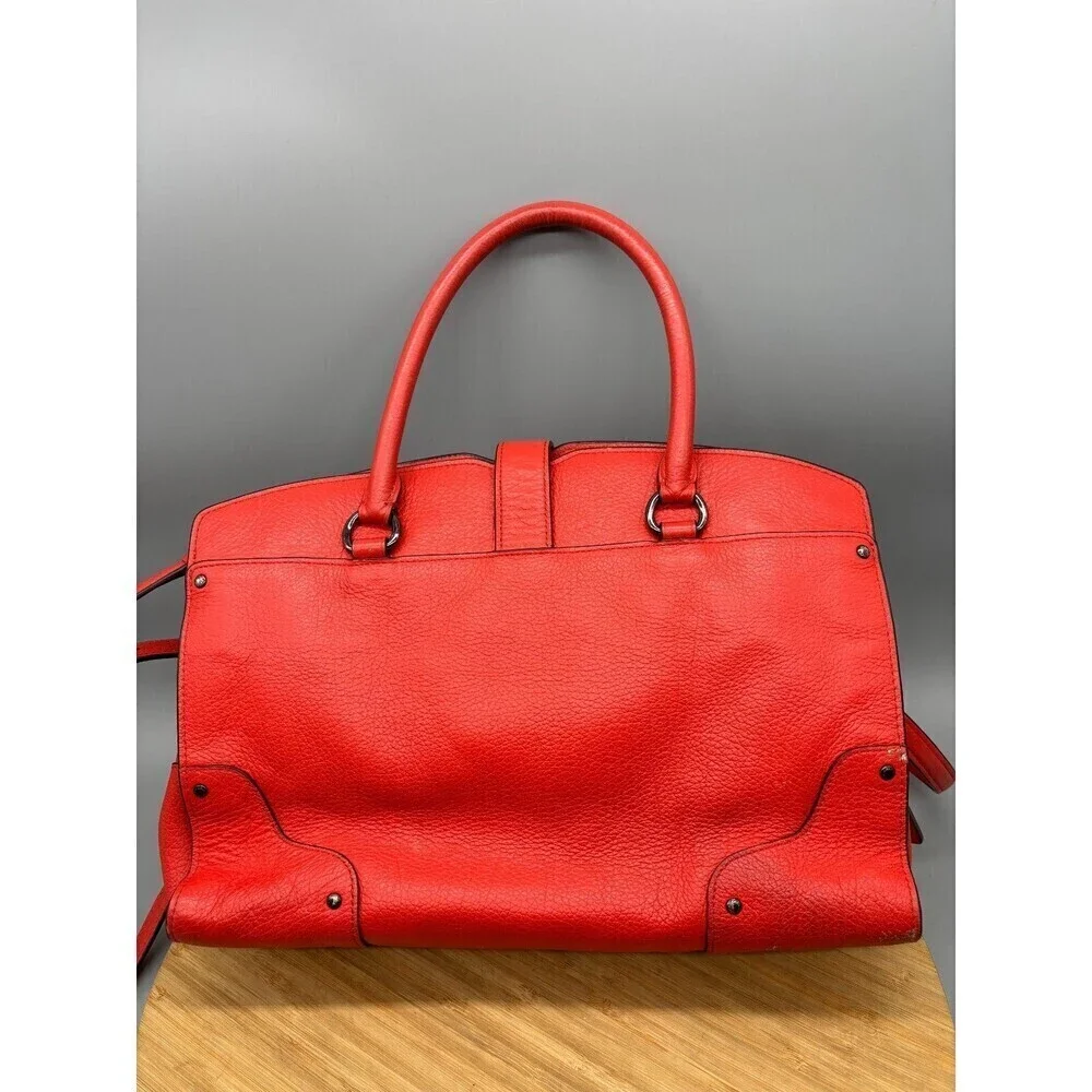 Coach Mercer Red Grain Leather Satchel 30 Purse Shoulder Hand Bag Style 37575